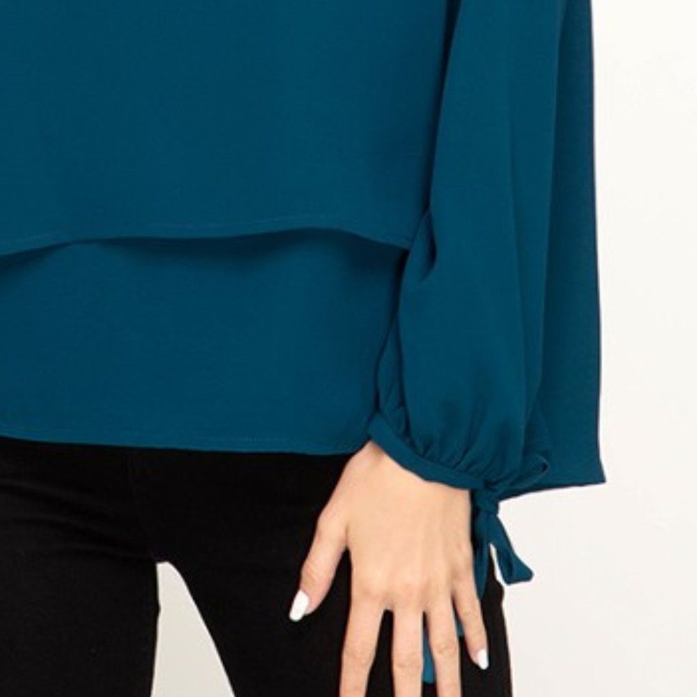 Boutique Teal Layered Top - Picture 3 of 3